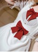 Cute Ruffle Maid Uniform Sweet Lolita Bowknot Short Sleeve Dress And Apron Set