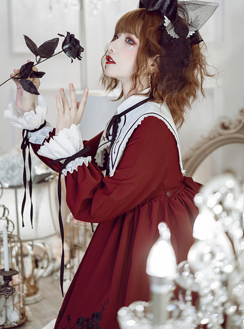 Oath Roses Series OP Gothic Lolita Long Sleeve Dress