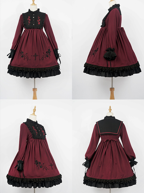 Oath Roses Series OP Gothic Lolita Long Sleeve Dress