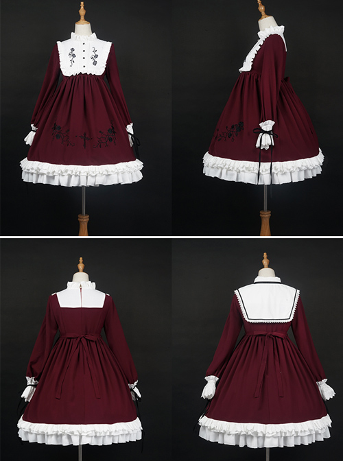 Oath Roses Series OP Gothic Lolita Long Sleeve Dress