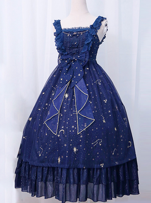 *The Night Of Stars And Moon* JSK High Waist Gradient Classic Lolita Sleeveless Starry Sky Dress