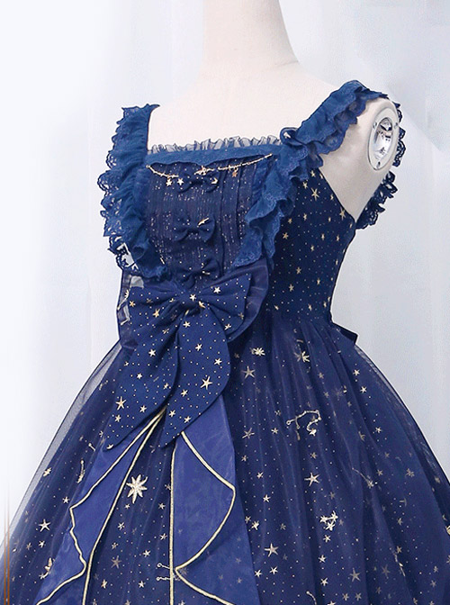 *The Night Of Stars And Moon* JSK High Waist Gradient Classic Lolita Sleeveless Starry Sky Dress