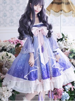 Cardcaptor Sakura Series OP Gradient Chinese Style Qi Lolita Long Sleeve Dress