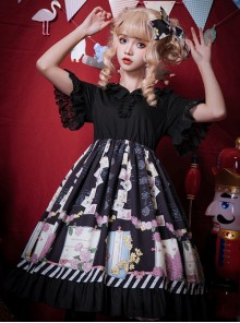 Springtime Hand Stick Series OP Printing Classic Lolita Short Sleeve Dress