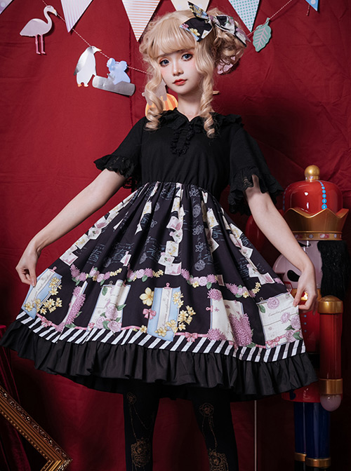 Springtime Hand Stick Series OP Printing Classic Lolita Short Sleeve Dress