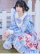 Love Heart Bear Series Sweet Lolita Blue Long Sleeve Dress