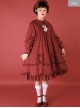 High Waist Doll Collar Pure Color Classic Lolita Long Sleeve Long Dress