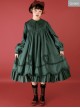 High Waist Doll Collar Pure Color Classic Lolita Long Sleeve Long Dress