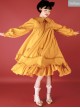 High Waist Doll Collar Pure Color Classic Lolita Long Sleeve Long Dress