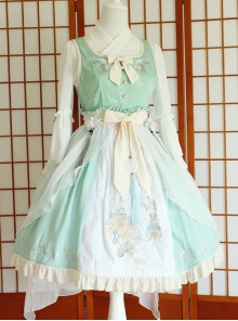 Flowers And Zither Embroidery JSK Chinese Style Qi Lolita Sleeveless Dress