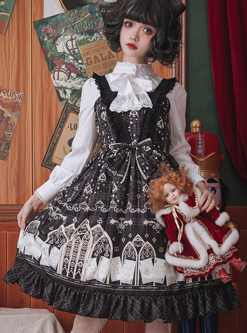 Louis Poker City Series JSK Lace Bowknot Classical Lolita Sling Dress