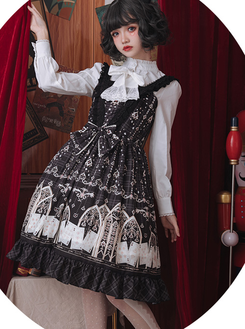 Louis Poker City Series JSK Lace Bowknot Classical Lolita Sling Dress