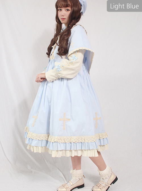 Crucifix Choir Series Sweet Lolita Long Sleeve Dress And Cloak Set