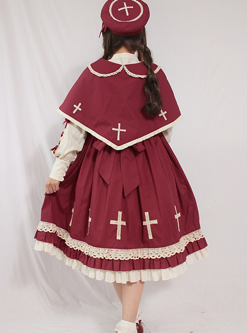 Crucifix Choir Series Sweet Lolita Long Sleeve Dress And Cloak Set