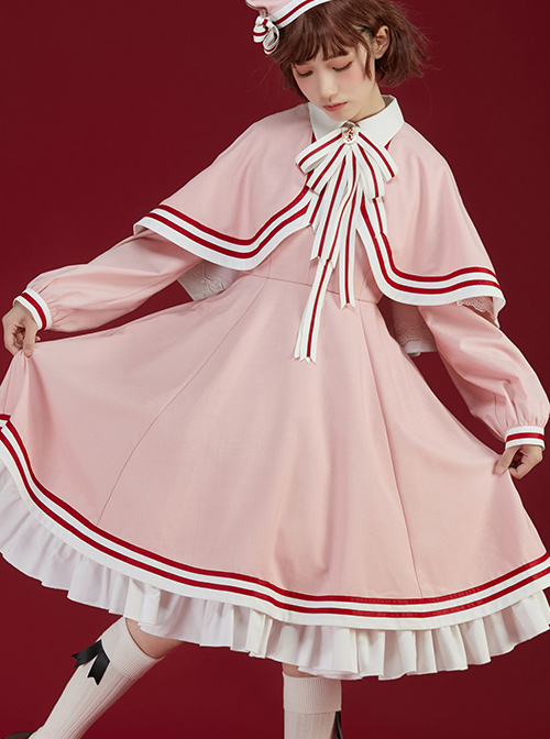 Cardcaptor Sakura Series Pink Cloak OP Sweet Lolita Long Sleeve Dress