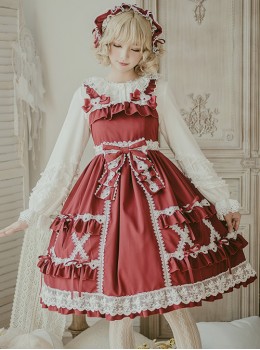 Crisp Crispy Cream Series JSK Pure Color Little High Waist Sweet Lolita Sling Dress