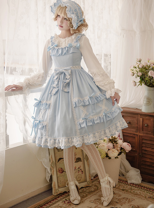 Crisp Crispy Cream Series JSK Pure Color Little High Waist Sweet Lolita Sling Dress