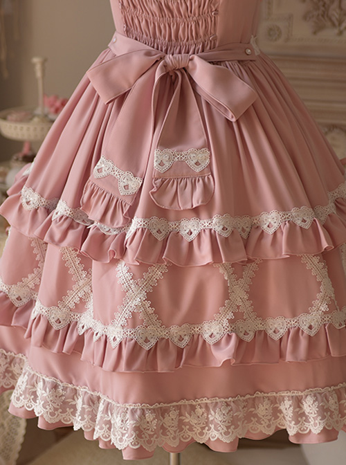 Crisp Crispy Cream Series JSK Pure Color Little High Waist Sweet Lolita Sling Dress