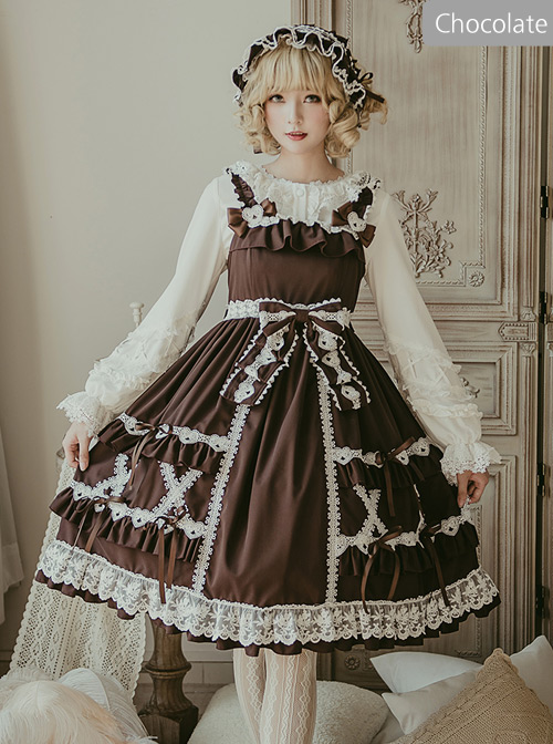 Crisp Crispy Cream Series JSK Pure Color Little High Waist Sweet Lolita Sling Dress