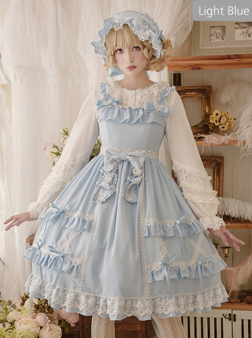 Crisp Crispy Cream Series JSK Pure Color Little High Waist Sweet Lolita Sling Dress