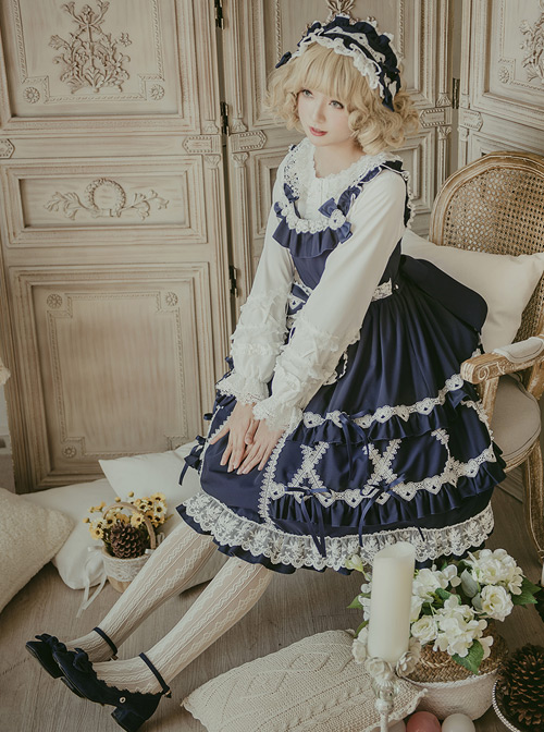 Crisp Crispy Cream Series JSK Pure Color Little High Waist Sweet Lolita Sling Dress