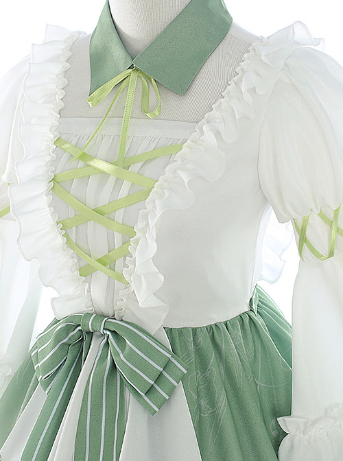 Green Light Forest Series OP Ruffle Classic Lolita Short Sleeve Dress