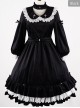 Vintage Velvet Pearl Jacquard Lace Gorgeous Back Slit Bowknot Gothic Lolita Long Sleeve Dress