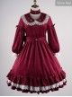 Vintage Velvet Pearl Jacquard Lace Gorgeous Back Slit Bowknot Gothic Lolita Long Sleeve Dress