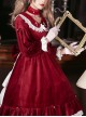 Vintage Velvet Pearl Jacquard Lace Gorgeous Back Slit Bowknot Gothic Lolita Long Sleeve Dress