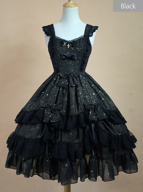 Bronzing Constellation Chiffon Bowknot Classic Lolita Sling Dress