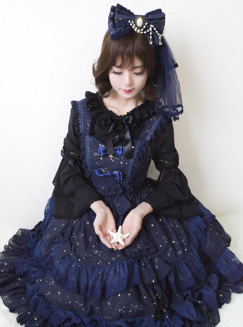 Bronzing Constellation Chiffon Bowknot Classic Lolita Sling Dress