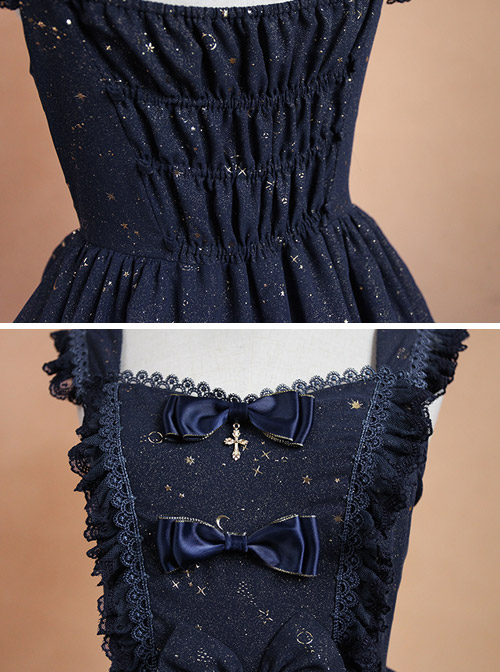 Bronzing Constellation Chiffon Bowknot Classic Lolita Sling Dress