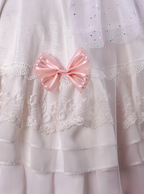 Elegant Pink Bowknot White Classic Lolita Wedding Dress