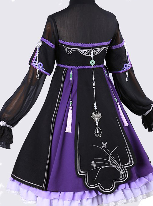 Orchid Grass Embroidery Chinese Style Classic Qi Lolita Purple Dress