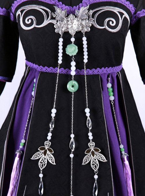 Orchid Grass Embroidery Chinese Style Classic Qi Lolita Purple Dress