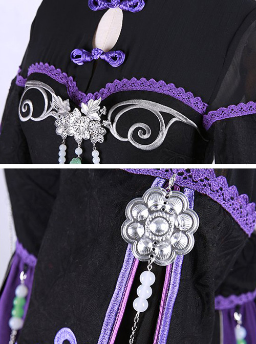 Orchid Grass Embroidery Chinese Style Classic Qi Lolita Purple Dress