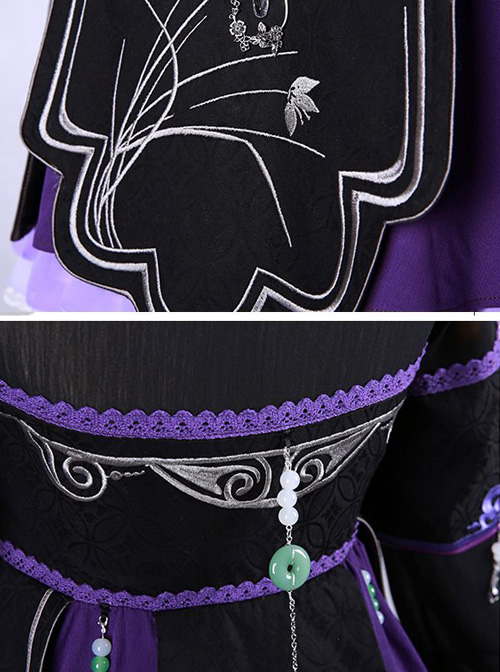 Orchid Grass Embroidery Chinese Style Classic Qi Lolita Purple Dress