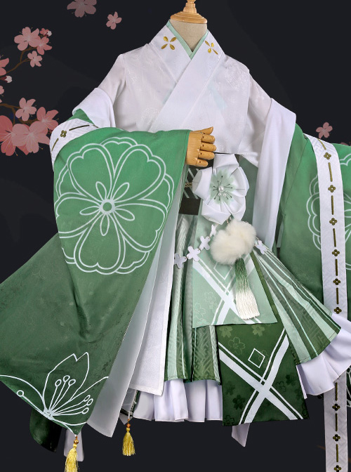 Japanese Style Cherry Blossom Jacquard Classic Lolita Flower Festival Green Kimono