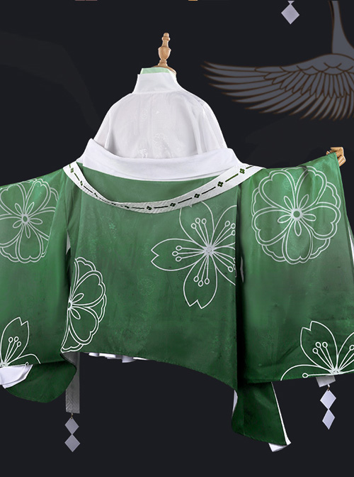 Japanese Style Cherry Blossom Jacquard Classic Lolita Flower Festival Green Kimono