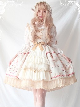 Alice Girl Lolita Chandelier Handle Lace Ruffled Open Jsk Sling Dress