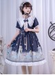 Little Prince Series Printing Bowknot High Waist Sweet Lolita Short Sleeve Dress