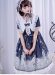 Little Prince Series Printing Bowknot High Waist Sweet Lolita Short Sleeve Dress