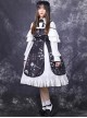 Chinese Style Black Printing Classic Lolita White Long Sleeve Dress Set