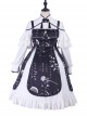 Chinese Style Black Printing Classic Lolita White Long Sleeve Dress Set