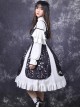 Chinese Style Black Printing Classic Lolita White Long Sleeve Dress Set