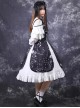 Chinese Style Black Printing Classic Lolita White Long Sleeve Dress Set