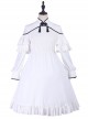 Chinese Style Black Printing Classic Lolita White Long Sleeve Dress Set