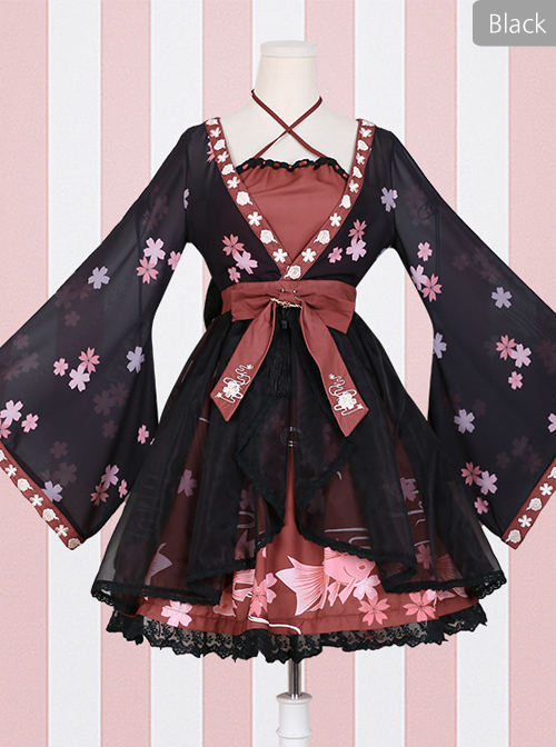 Goldfish Sakura Princess Embroidery Sweet Lolita Long Sleeve Dress