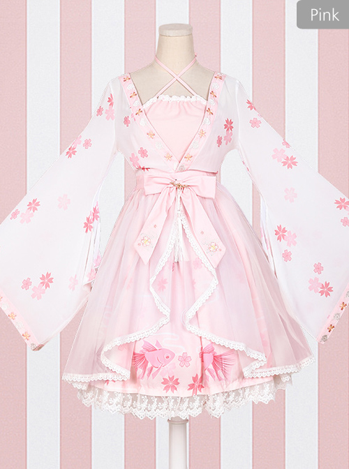 Goldfish Sakura Princess Embroidery Sweet Lolita Long Sleeve Dress