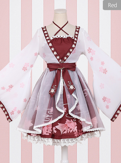 Goldfish Sakura Princess Embroidery Sweet Lolita Long Sleeve Dress